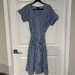 Women's Chaps Blue Striped Midi Dress Size XL